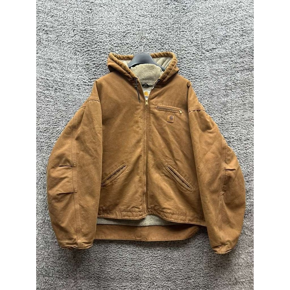 Carhartt J141 Sherpa-Lined Sierra Full Zip Hooded Jacket Brown Mens Size 4XL